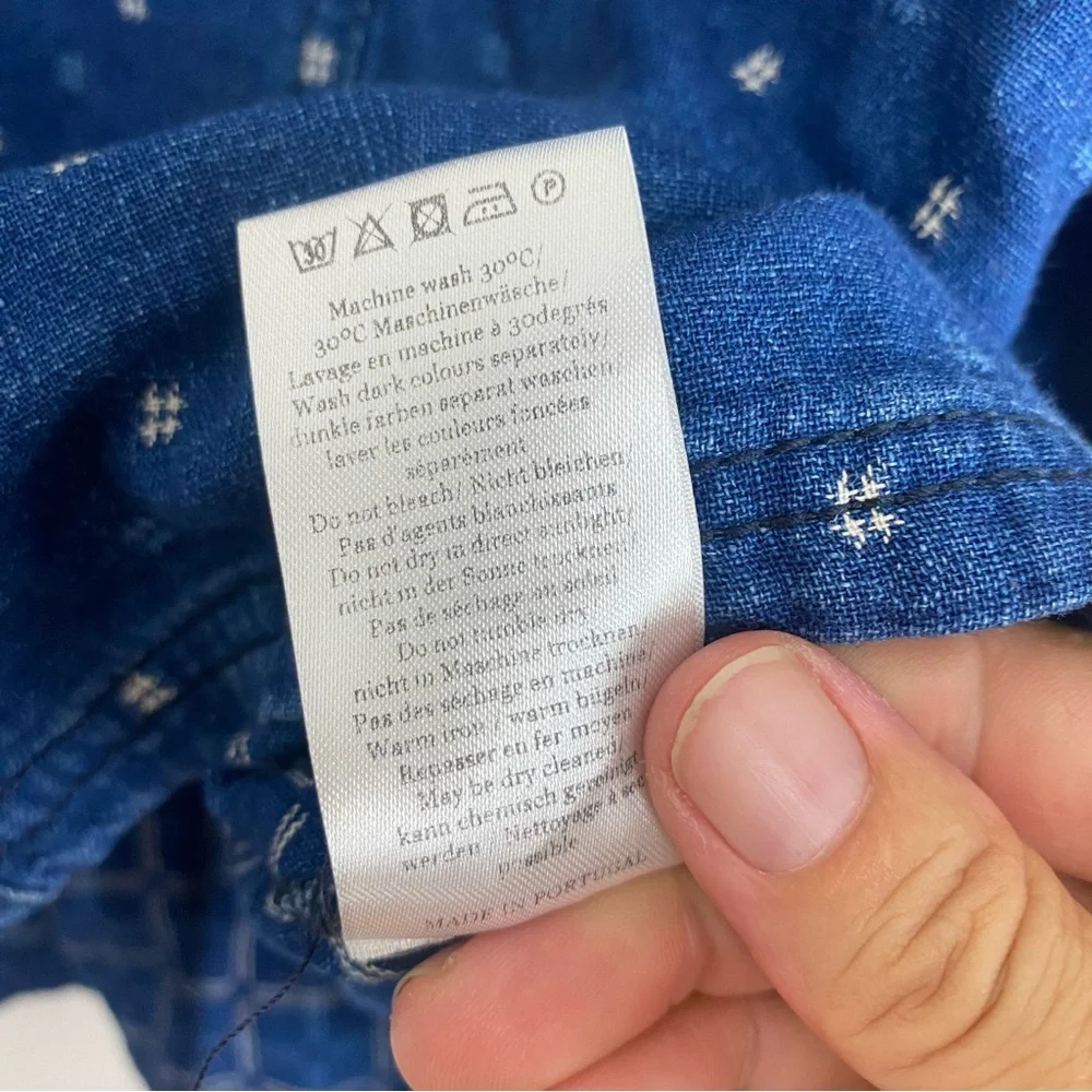Anthropologie Wrap London Blue Button Down Denim Shirt - Picture 6 of 7
